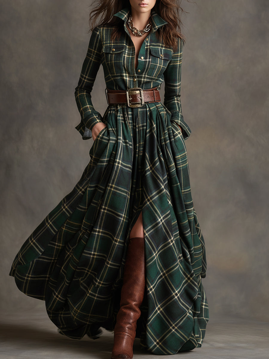 Giana | Plaid Maxi Shirt Dress
