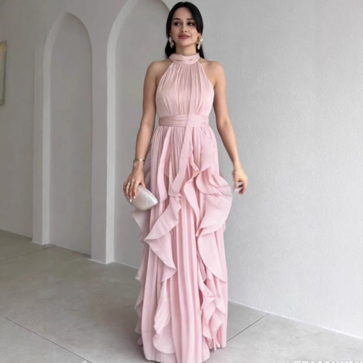 Priscilla | High Neck Ruffle Layers Maxi Dress
