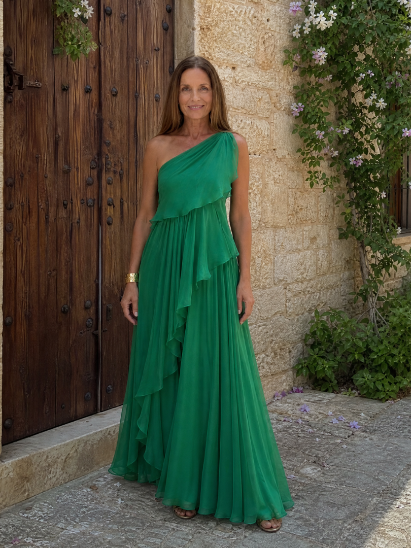 Mikha | One Shoulder Ruffle Maxi Dress