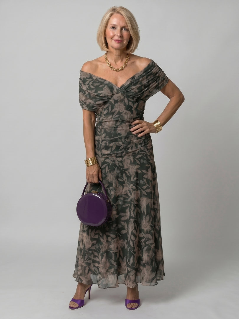 Delphine | Off Shoulder Flow Midi Dress