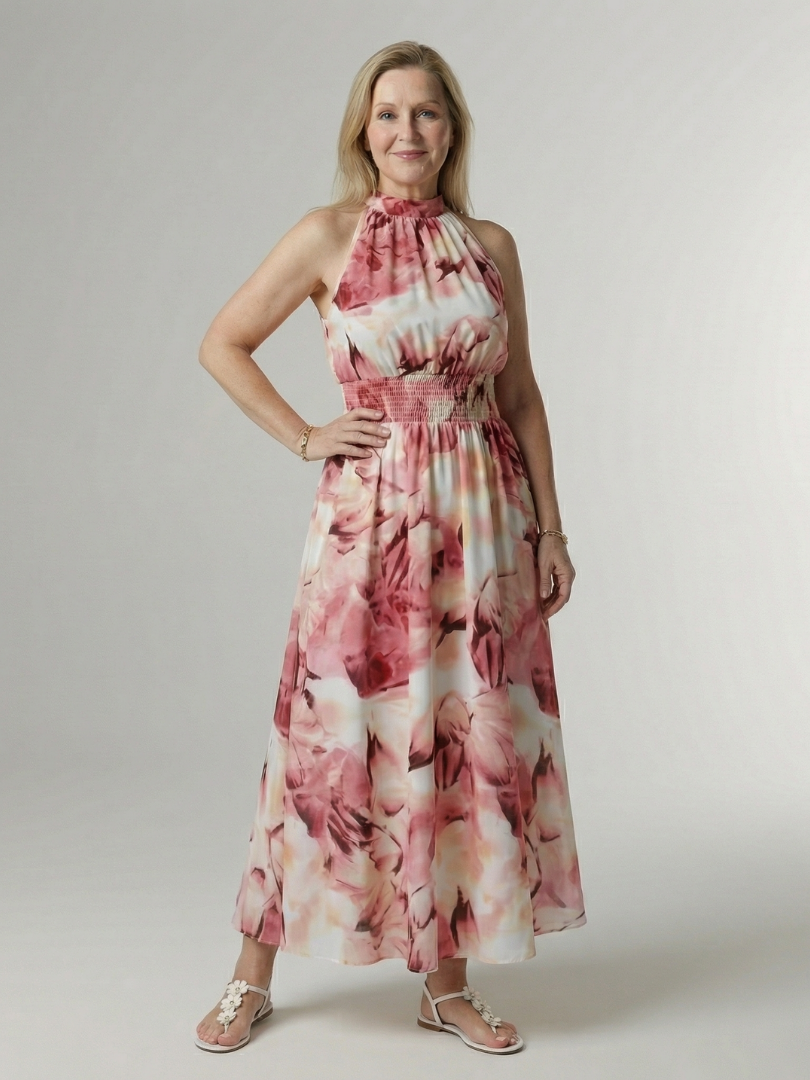 Zoe | Gathered Halter Midi Dress