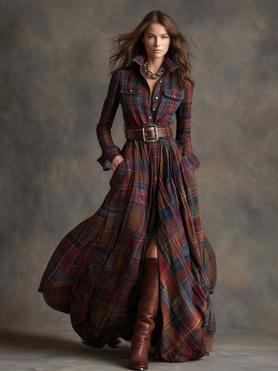Giana | Plaid Maxi Shirt Dress
