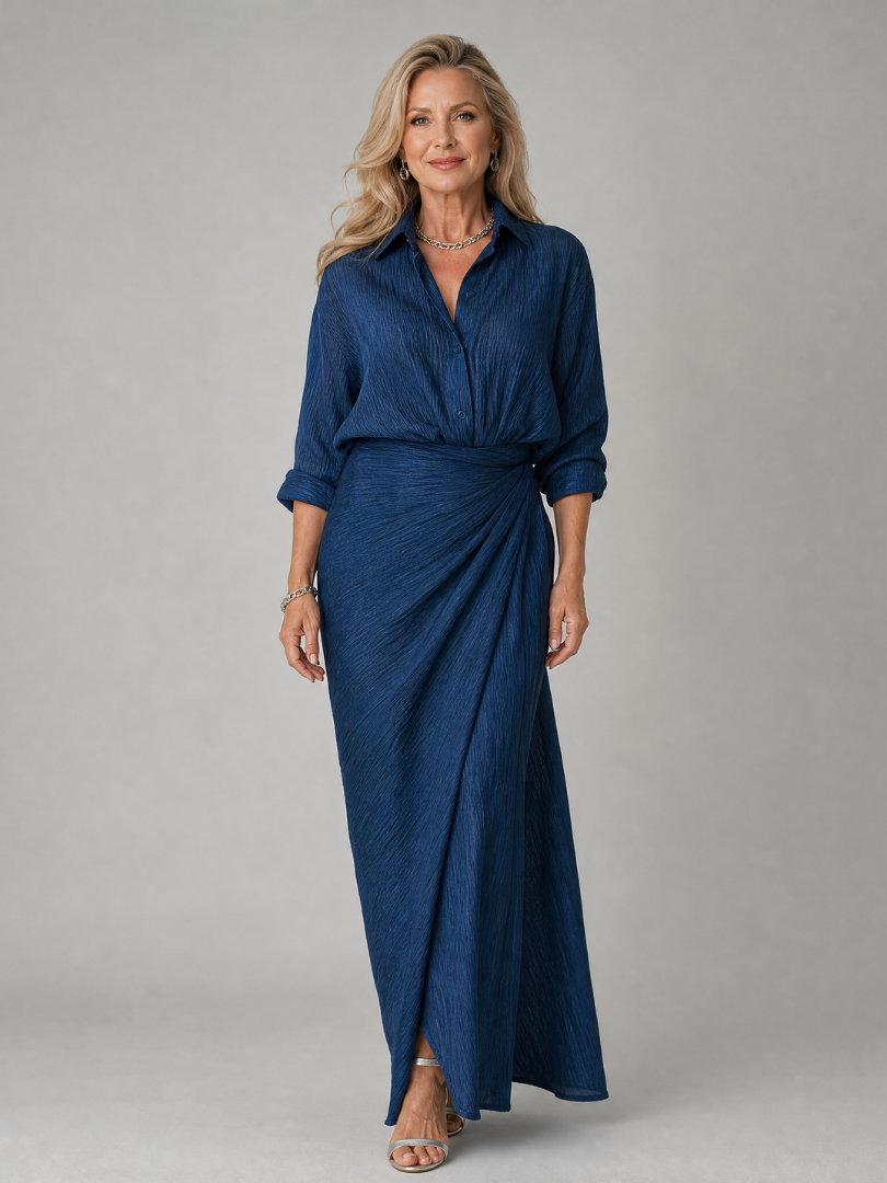 Talia | Long Sleeve Wrap Front Maxi Dress