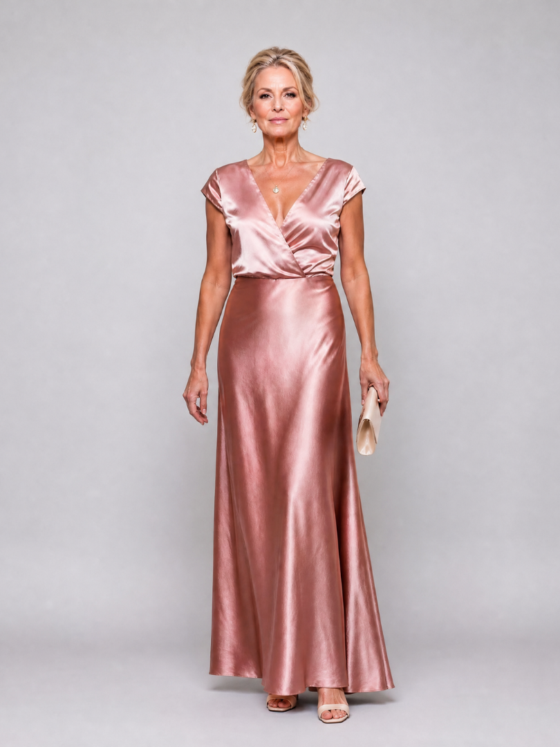 Xiomara | Cap Sleeve Wrap Bodice Maxi Dress