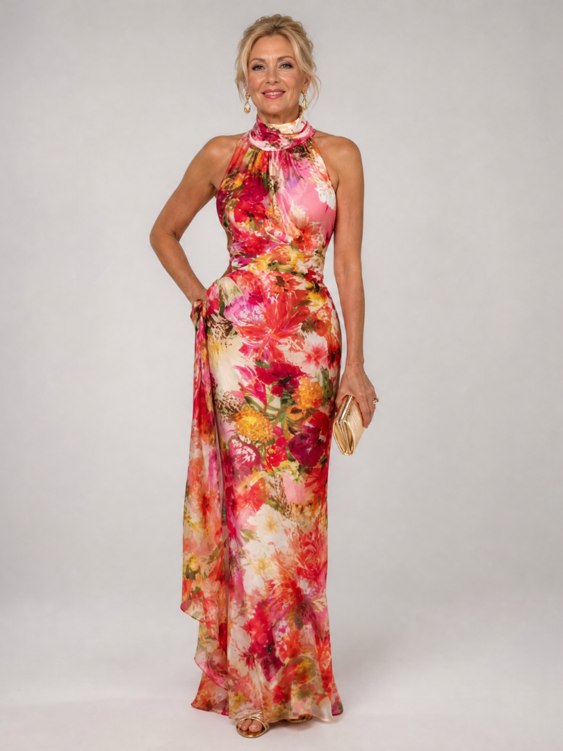 Josephine | Halter Neck Floral Maxi Dress