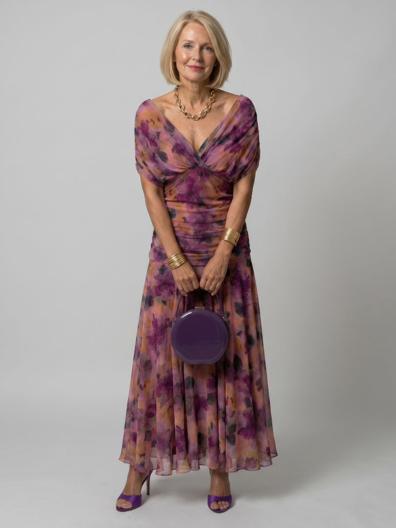 Delphine | Off Shoulder Flow Midi Dress