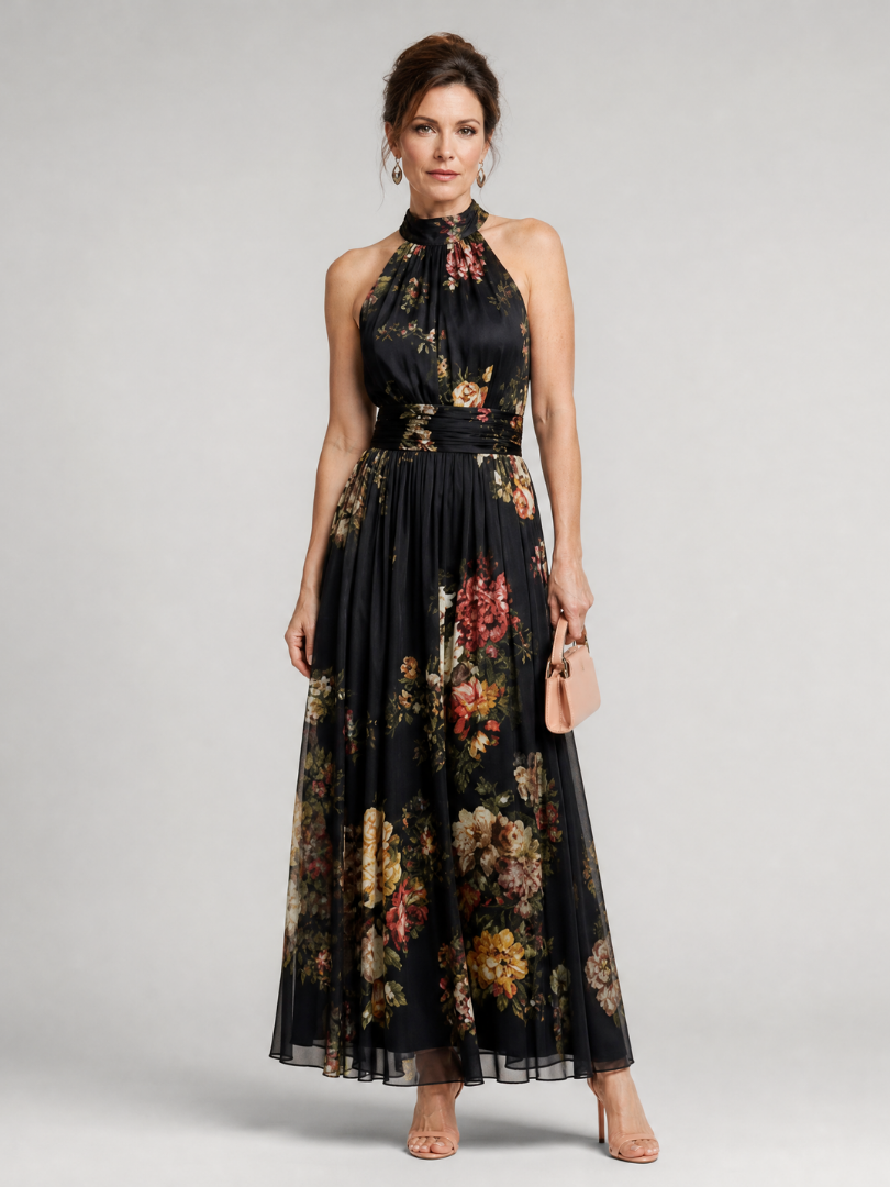 Katrina | Floral Halter Neck Midi Dress