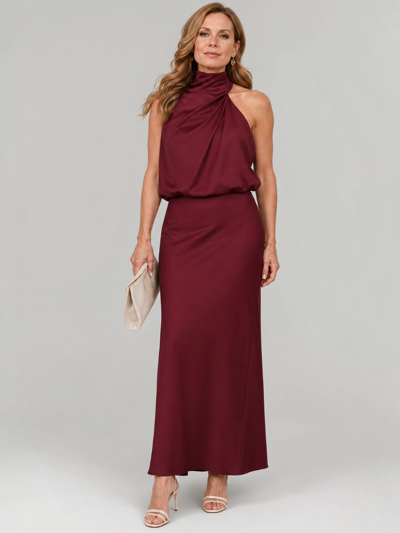Adelaide | Sleeveless Draped Neck Midi Dress