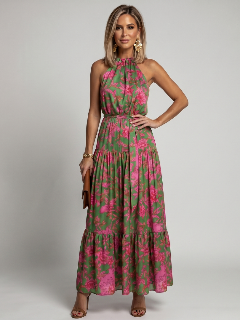Noelle | Draped Halter Midi Dress
