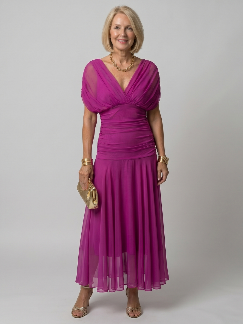 Delphine | Off Shoulder Flow Midi Dress