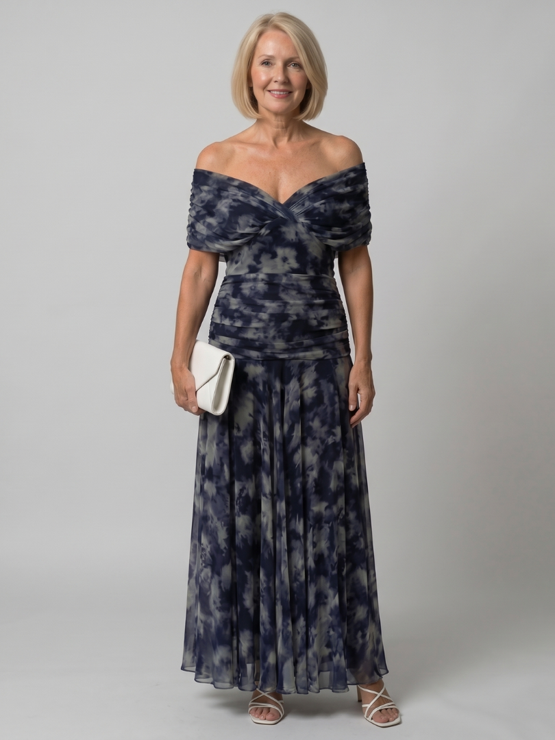 Delphine | Off Shoulder Flow Midi Dress