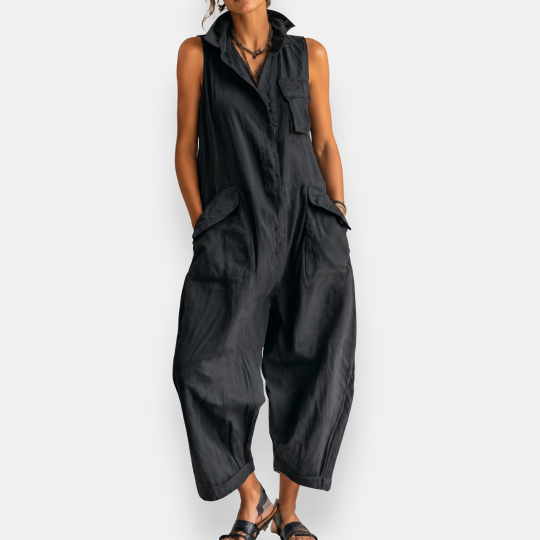 Lenora | Sleeveless Cargo Jumpsuit