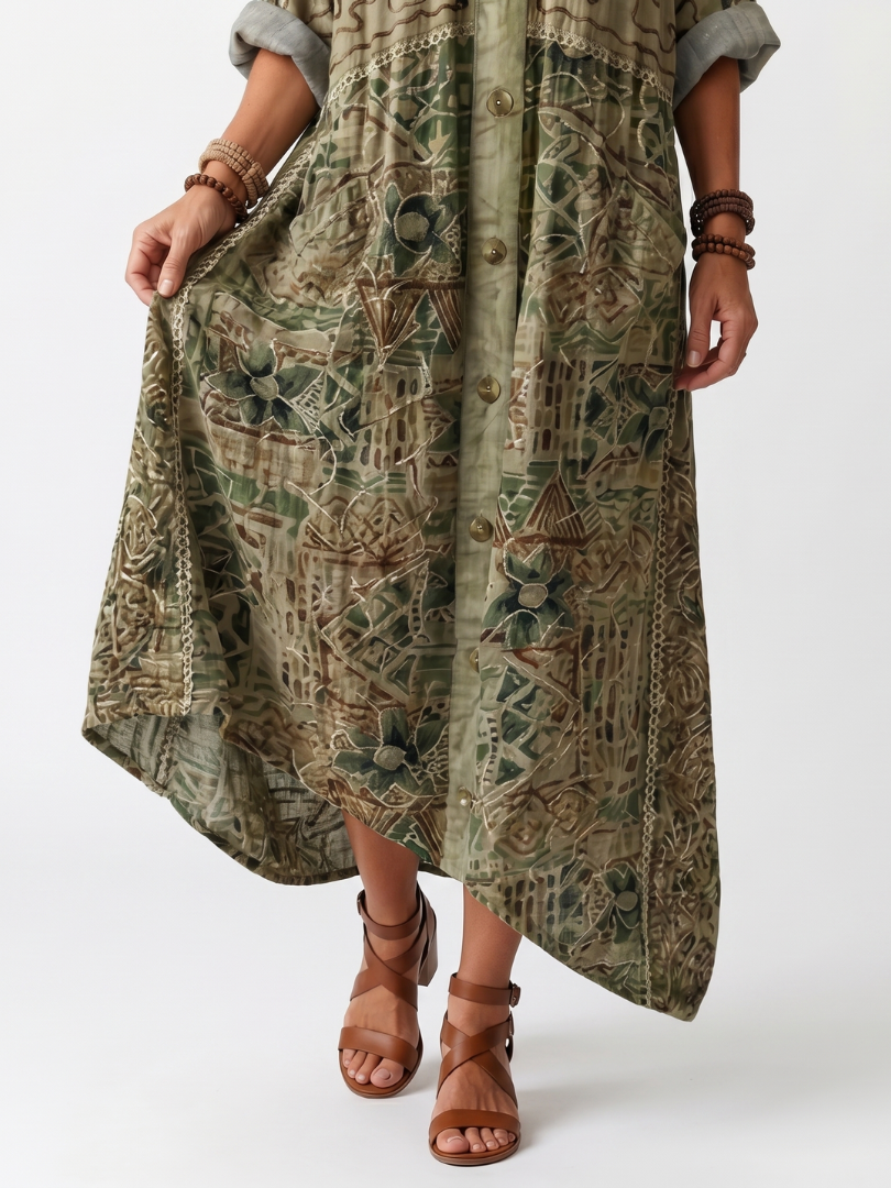 Dorothy | Button-Front Pocket Midi Dress