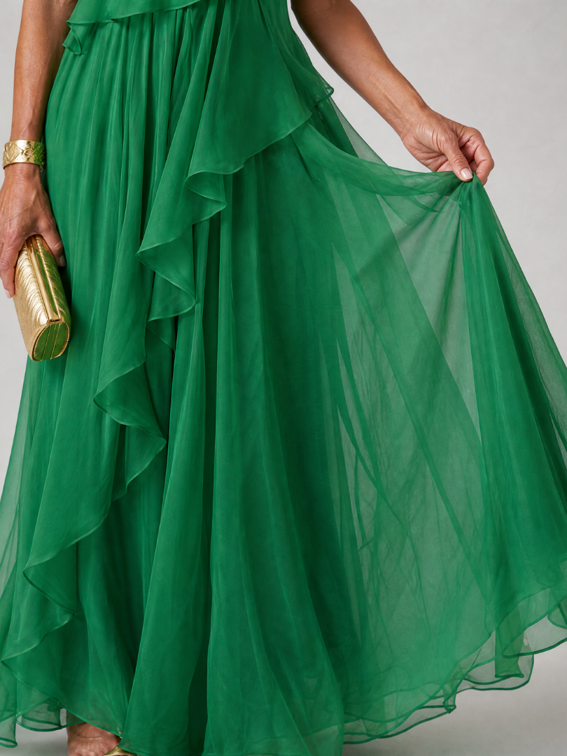 Mikha | One Shoulder Ruffle Maxi Dress