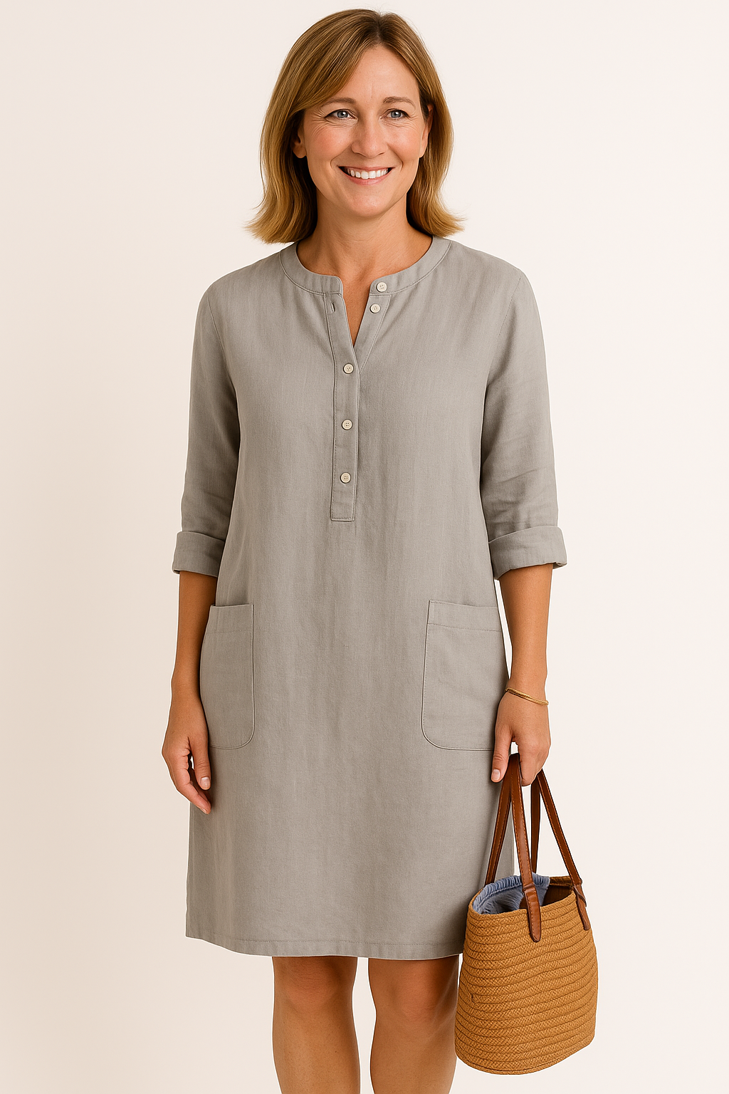 Lila | Long-sleeved Linen Dress