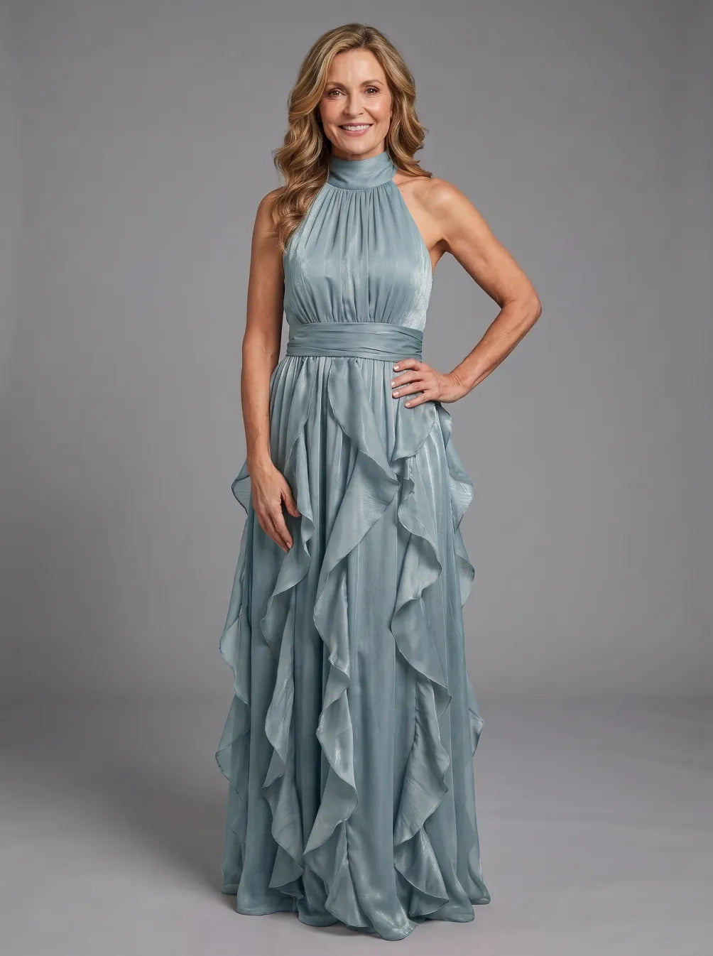 Priscilla | High Neck Ruffle Layers Maxi Dress