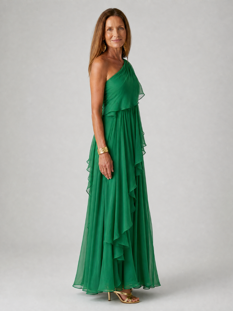 Mikha | One Shoulder Ruffle Maxi Dress