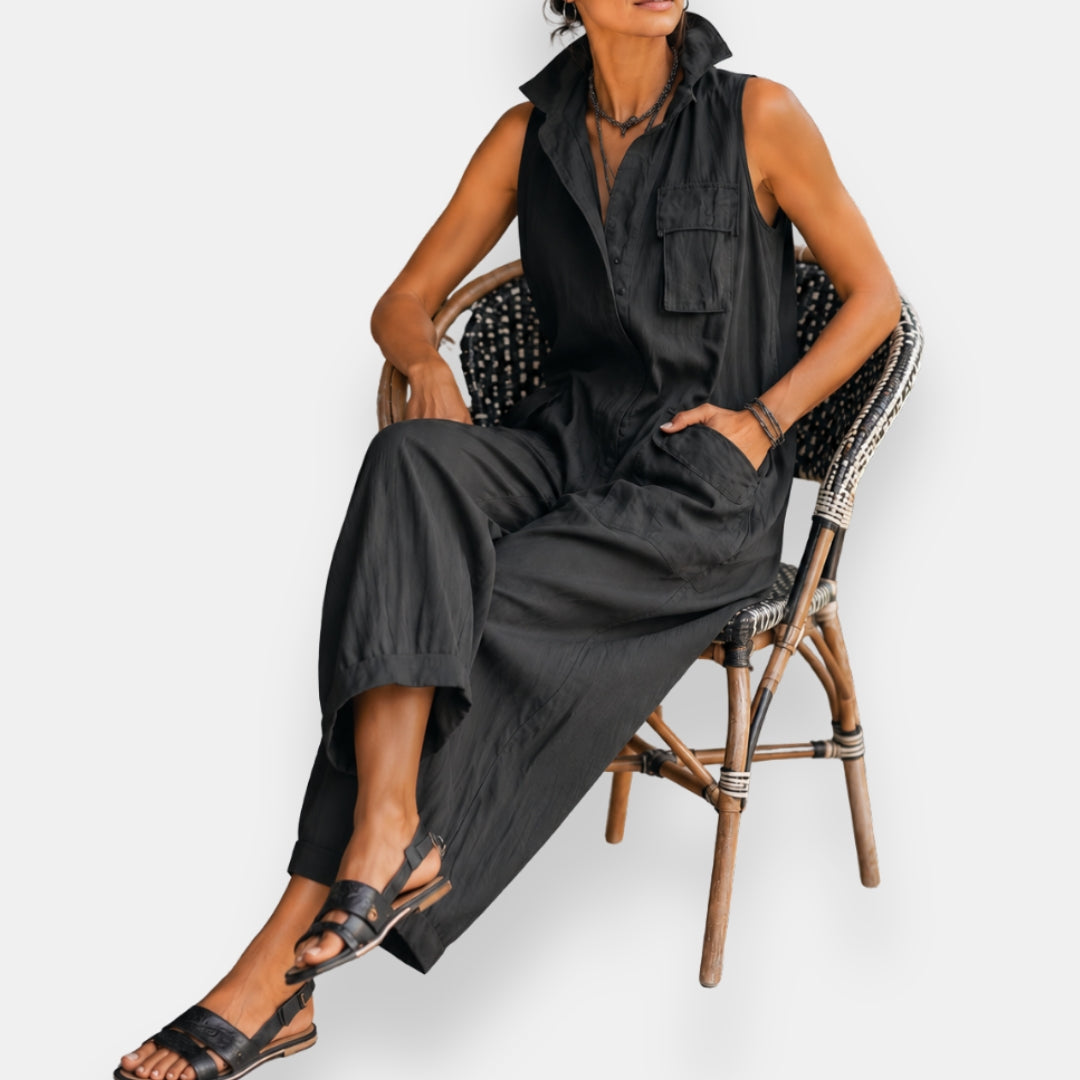 Lenora | Sleeveless Cargo Jumpsuit