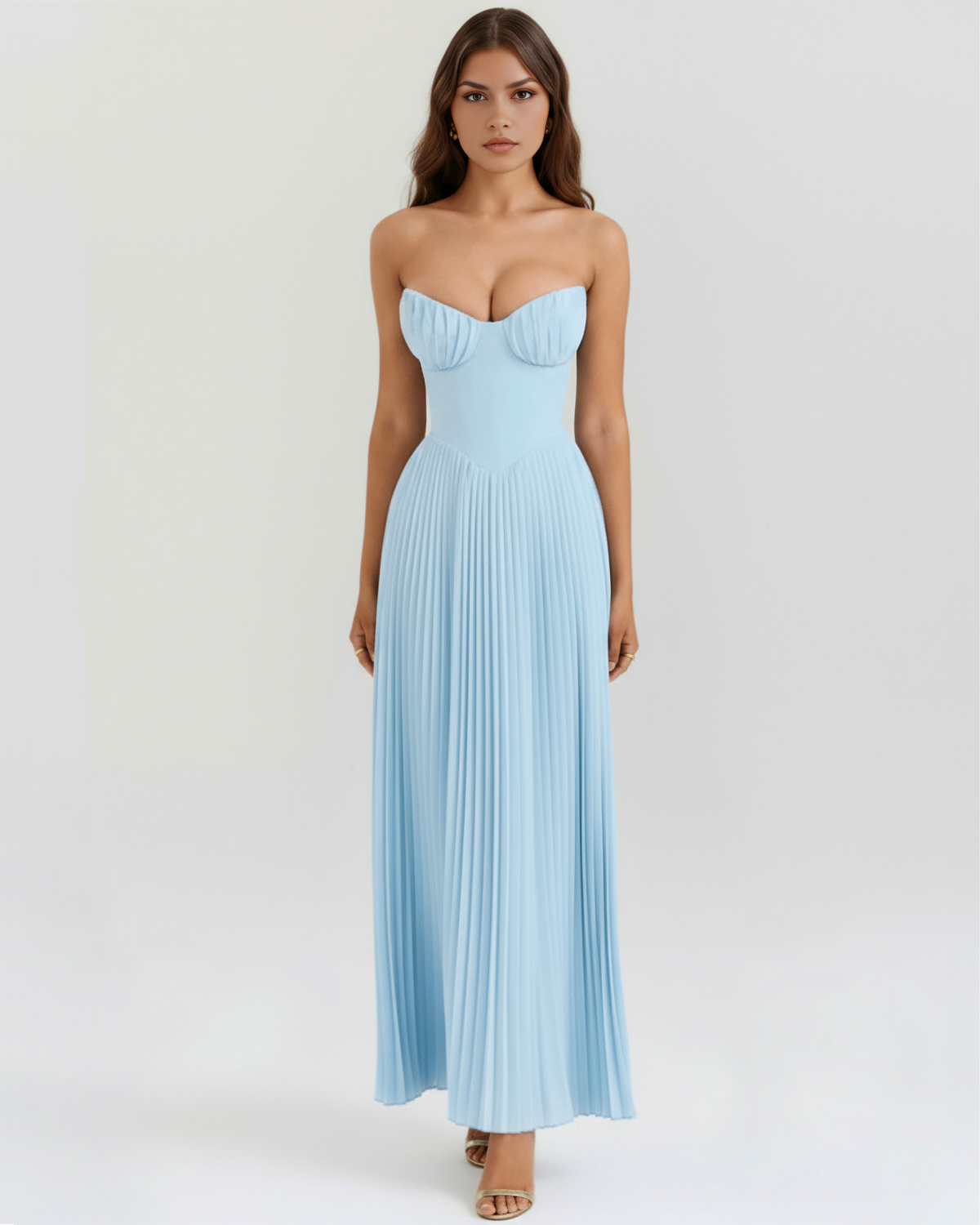 Sammie | Ocean Blue Pleated Maxi Dress