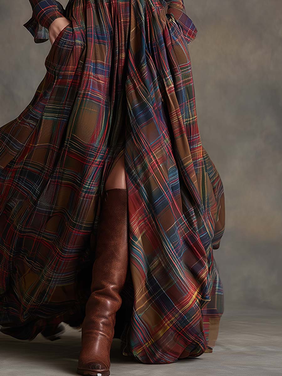 Giana | Plaid Maxi Shirt Dress