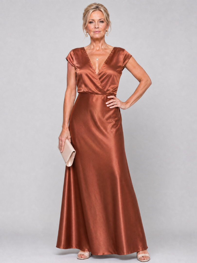 Xiomara | Cap Sleeve Wrap Bodice Maxi Dress