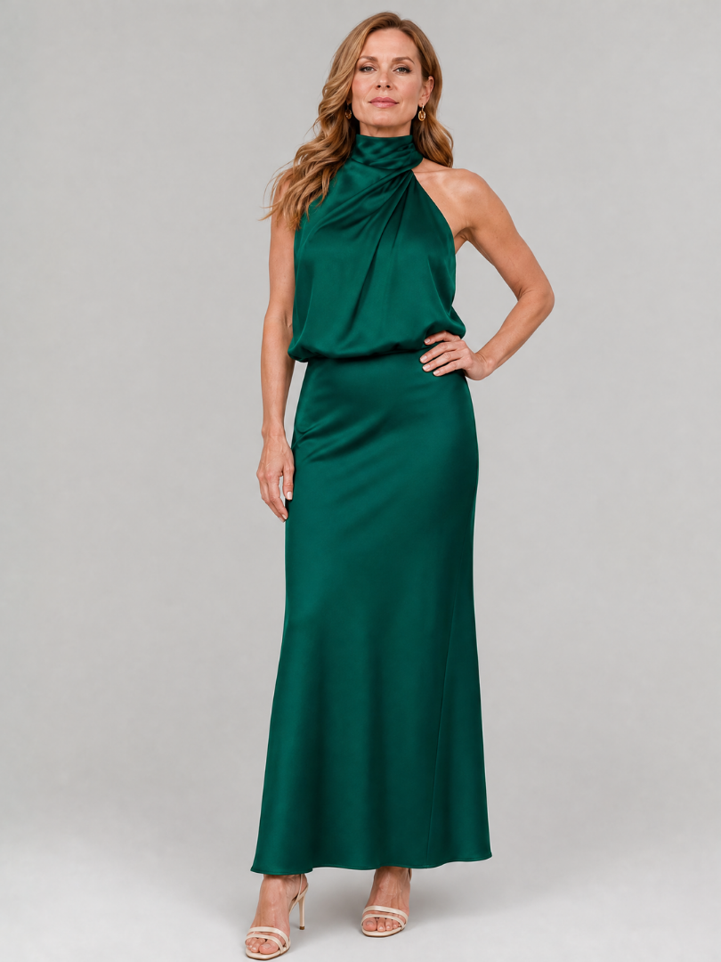 Adelaide | Sleeveless Draped Neck Midi Dress