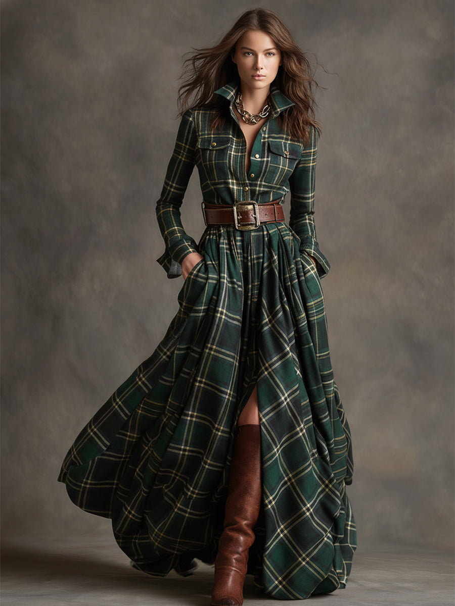 Giana | Plaid Maxi Shirt Dress
