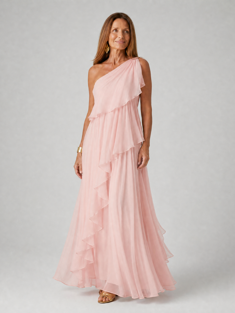 Mikha | One Shoulder Ruffle Maxi Dress