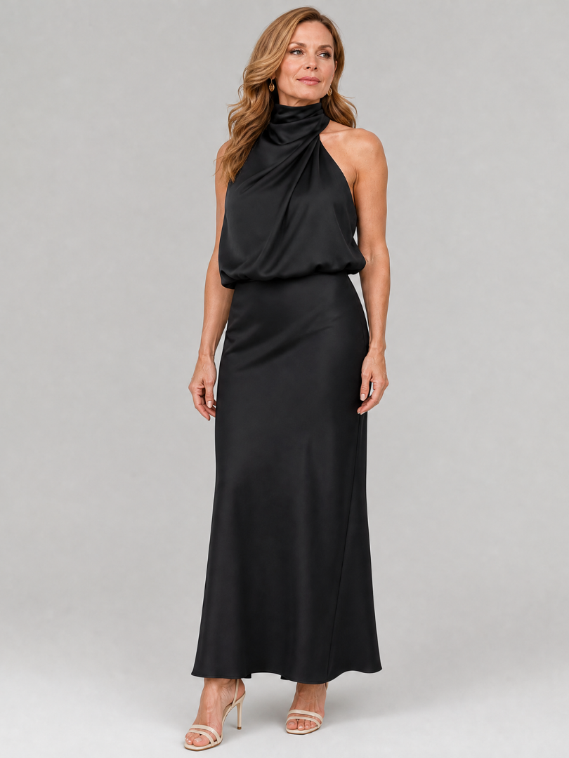 Adelaide | Sleeveless Draped Neck Midi Dress