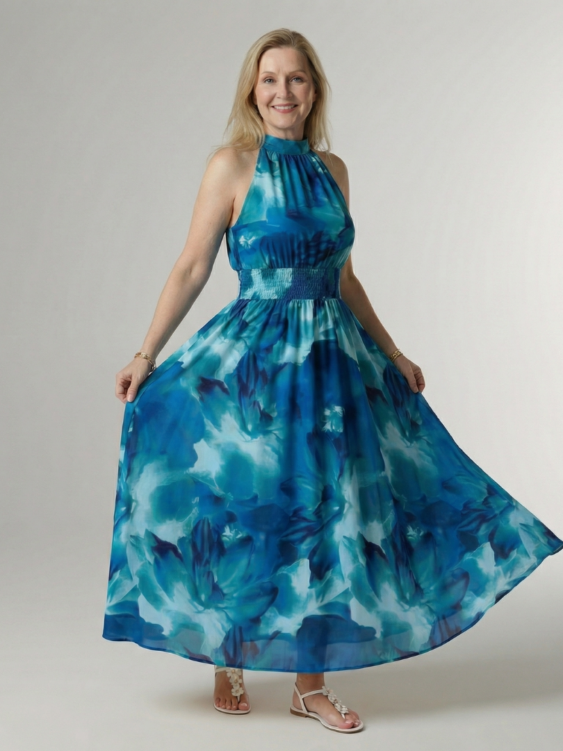 Zoe | Gathered Halter Midi Dress