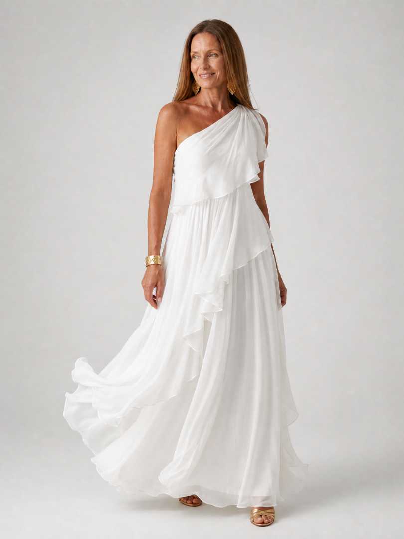 Mikha | One Shoulder Ruffle Maxi Dress