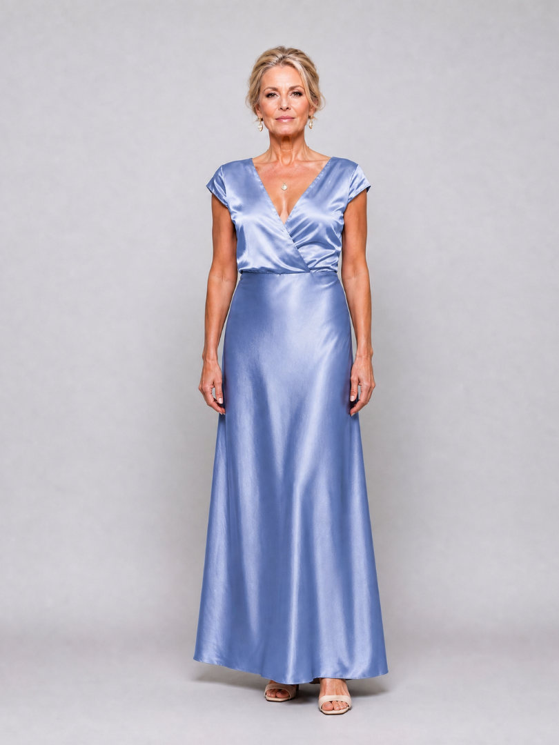 Xiomara | Cap Sleeve Wrap Bodice Maxi Dress