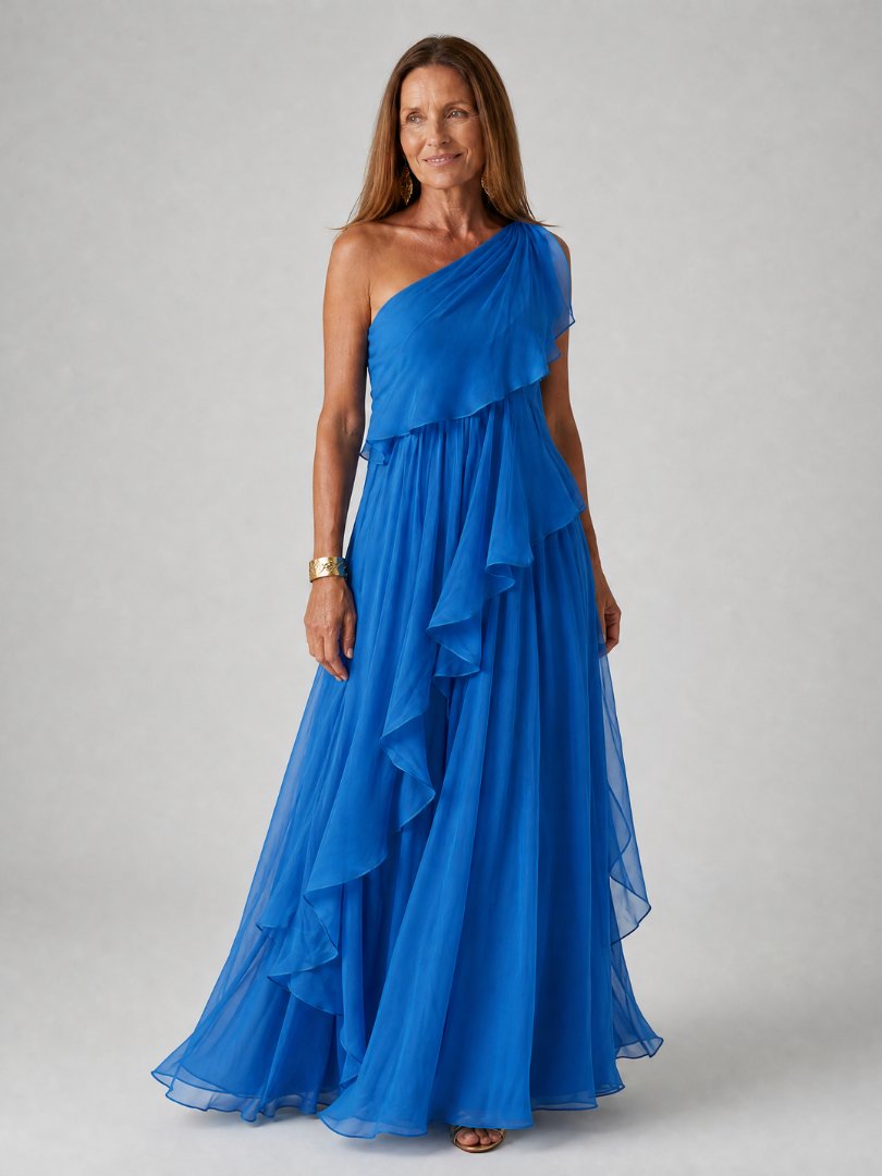 Mikha | One Shoulder Ruffle Maxi Dress