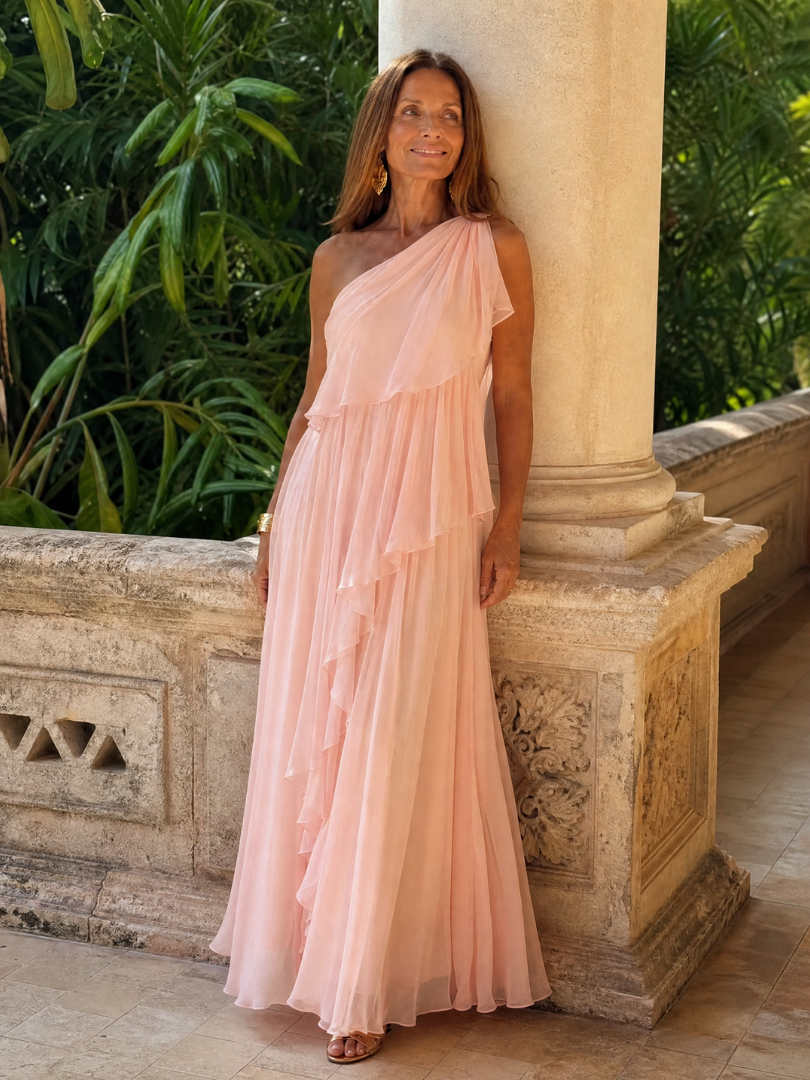 Mikha | One Shoulder Ruffle Maxi Dress