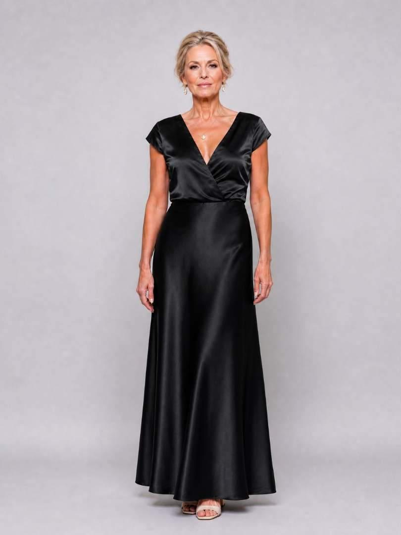 Xiomara | Cap Sleeve Wrap Bodice Maxi Dress