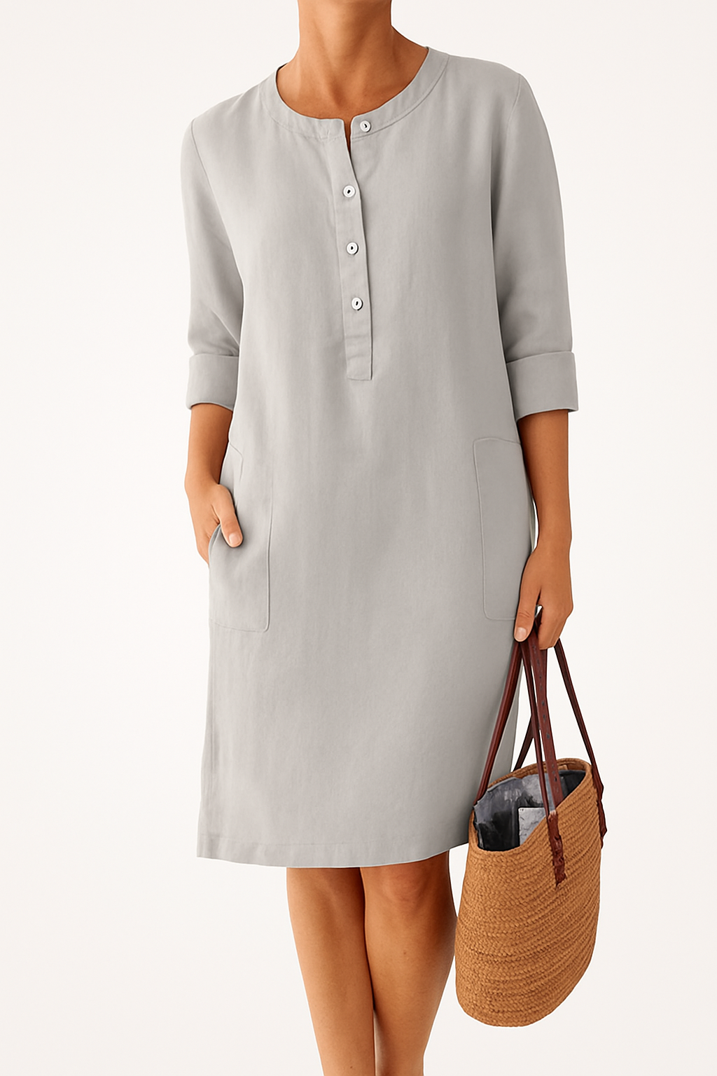 Lila | Long-sleeved Linen Dress