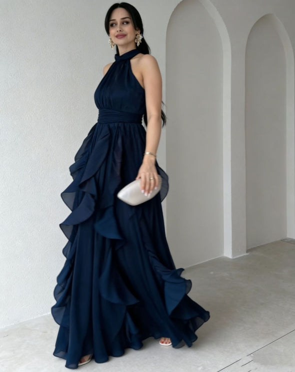 Priscilla | High Neck Ruffle Layers Maxi Dress