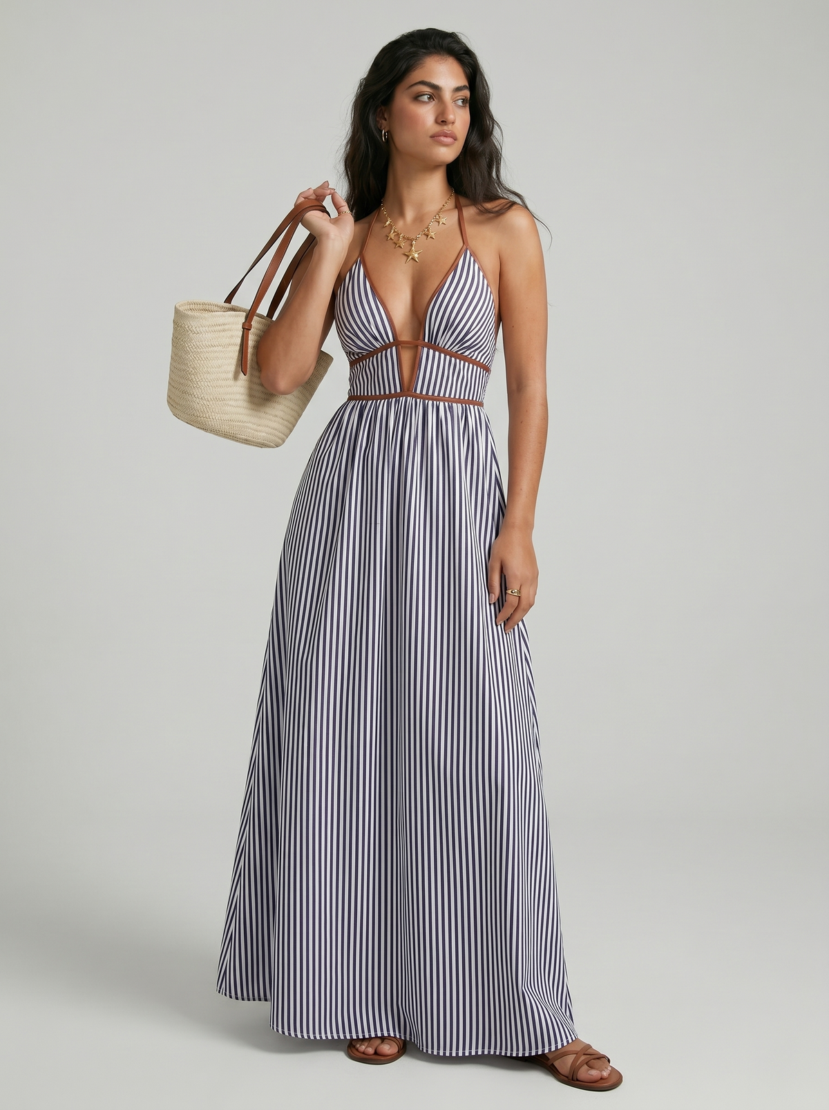 Pia | Flowing Halter Summer Maxi Dress