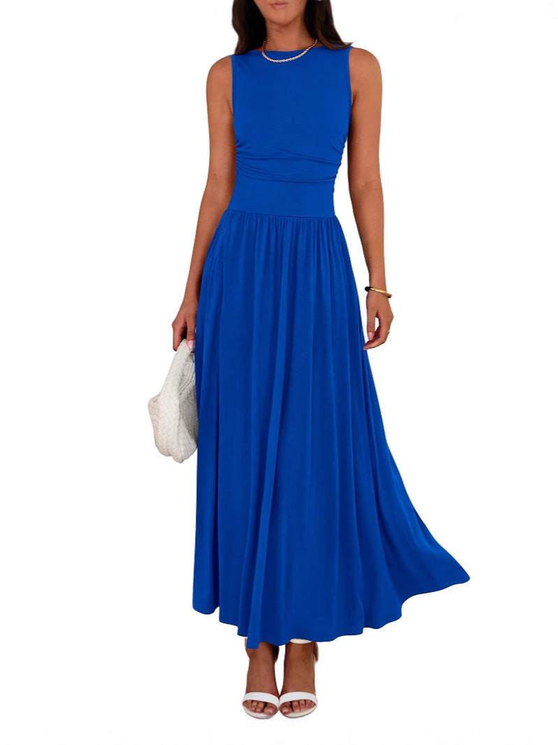 Emilia | Sleeveless Ruched High-Waisted Maxi Dress