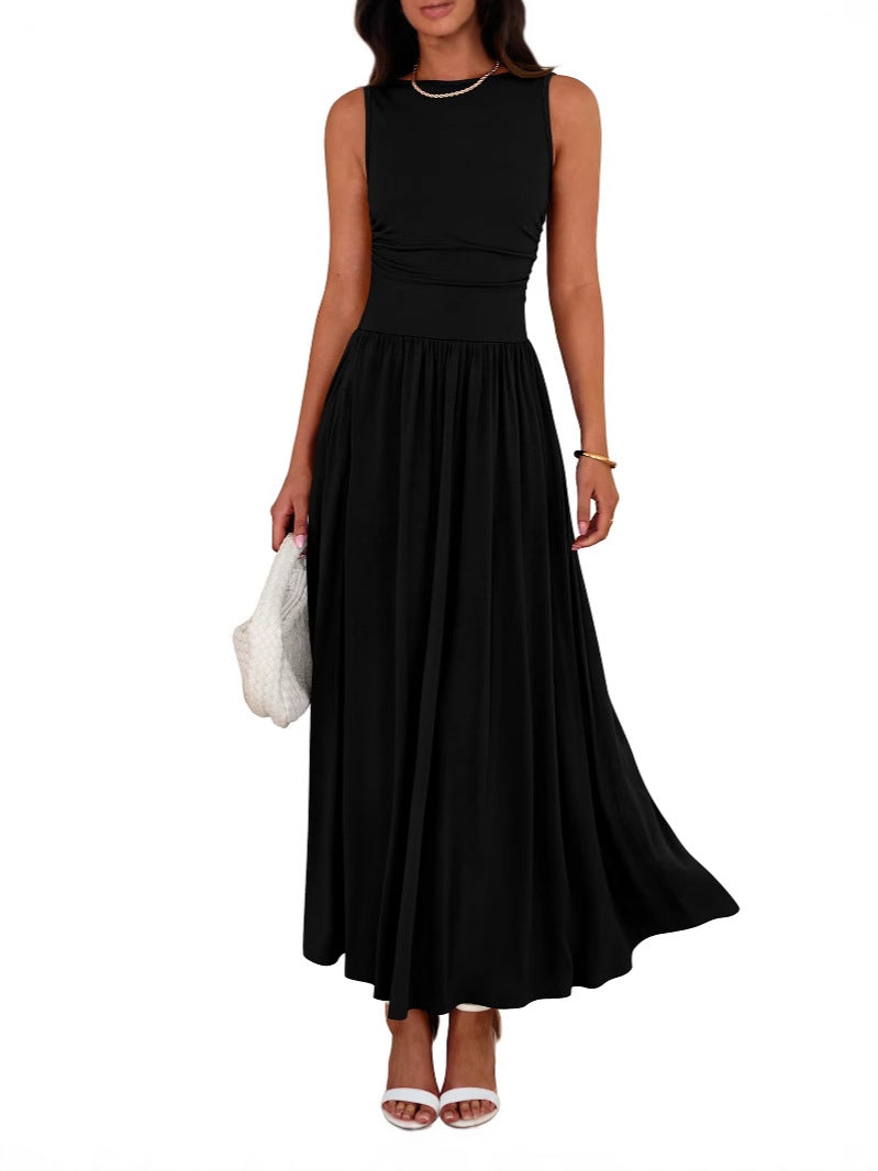 Emilia | Sleeveless Ruched High-Waisted Maxi Dress