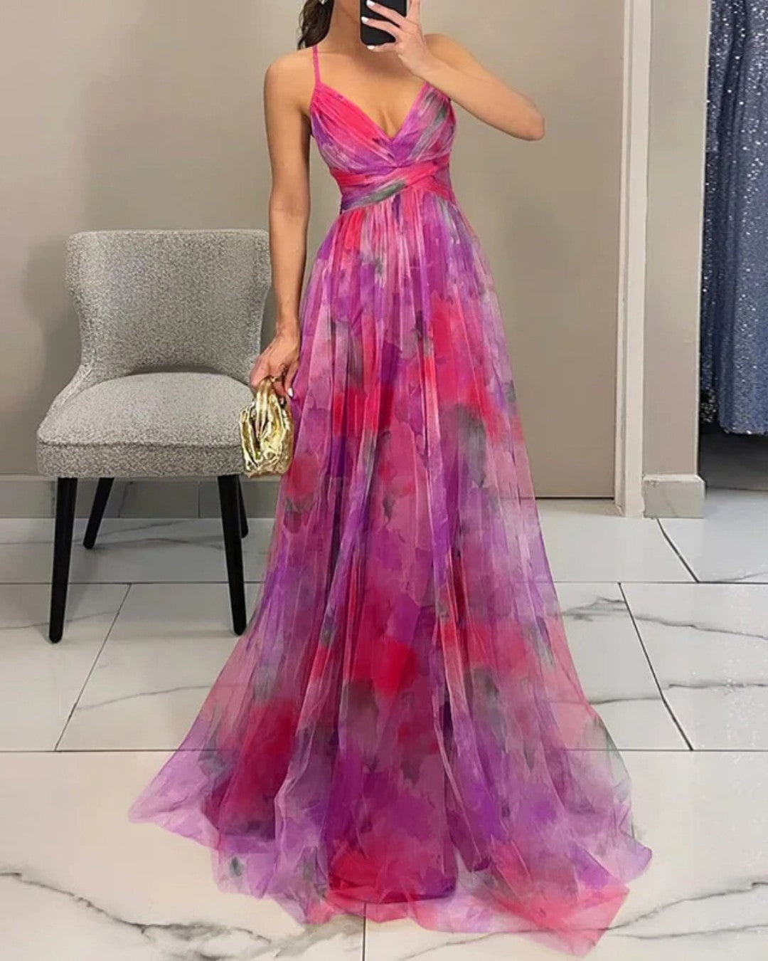 Merida | Floral Chiffon Maxi Dress