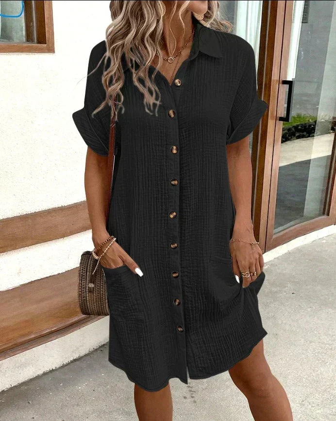 Lena - Oversized fabric polo dress