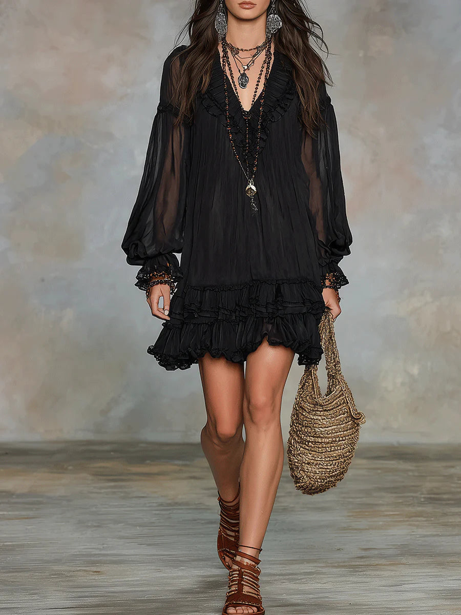 Aurelia | Ruffle Trim Mini Dress