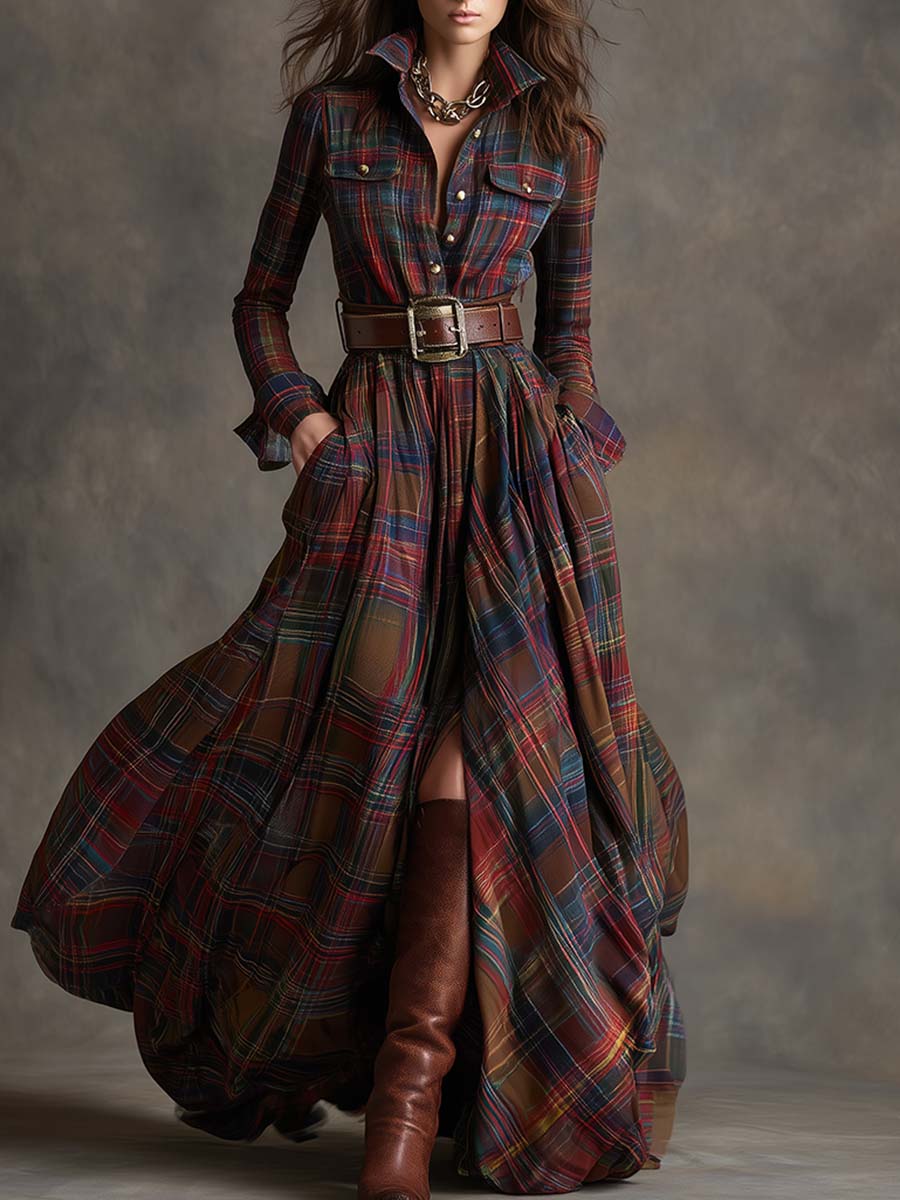 Giana | Plaid Maxi Shirt Dress